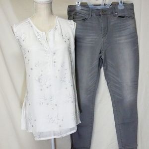 White top with gray stitching